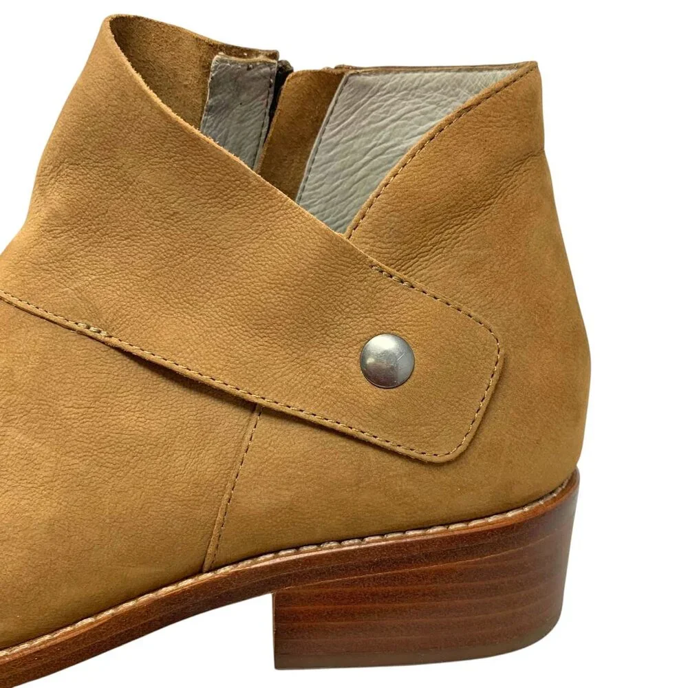 Eileen Fisher Billie Light‎ Espresso Tumbled Nubuck Ankle Booties  NEW